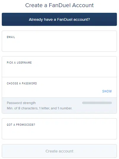 FanDuel Sign Up Process