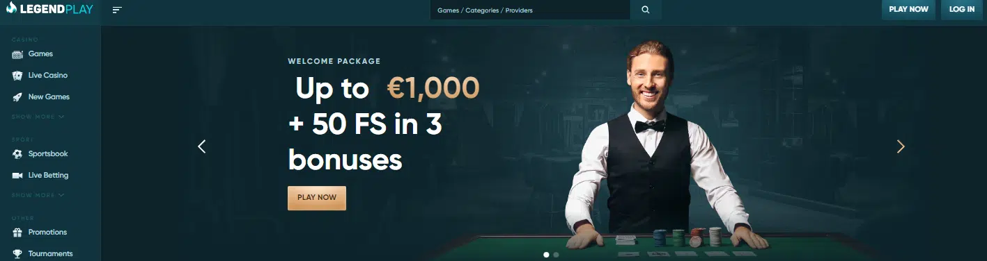 LegendPlay Casino User Interface LegendPlay Casino User Interface