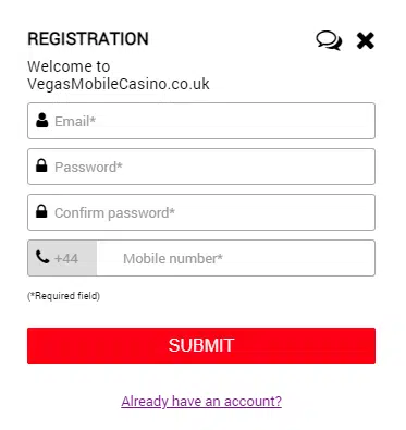 Vegas Mobile Casino Sign Up Process Vegas Mobile Casino Sign Up Process