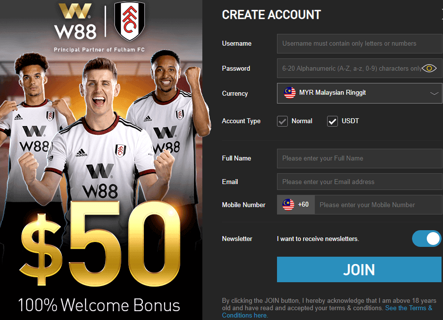 W88 Casino Sign up