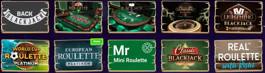 wazamba casino table games