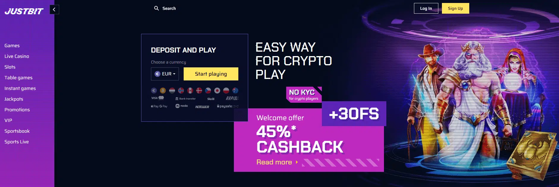 Justbit Casino User Interface Justbit Casino User Interface