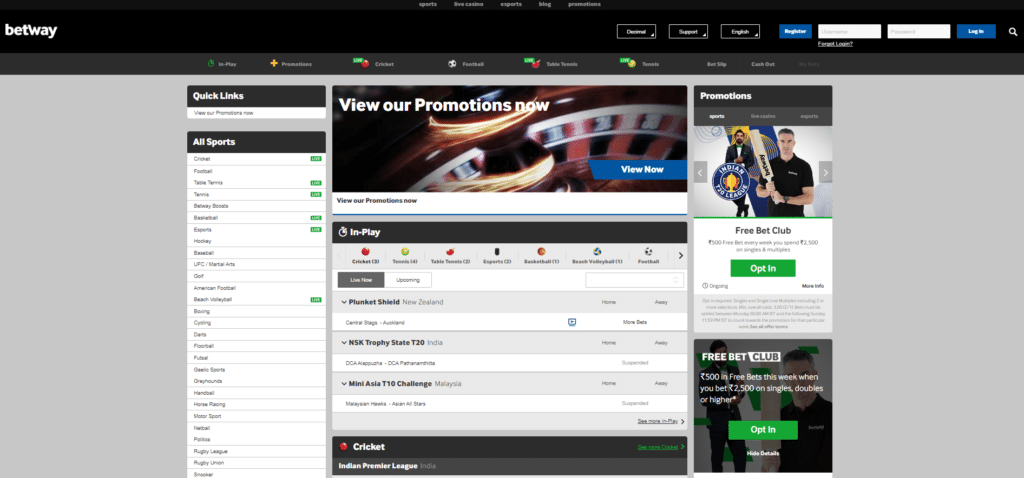 Betway sports betting