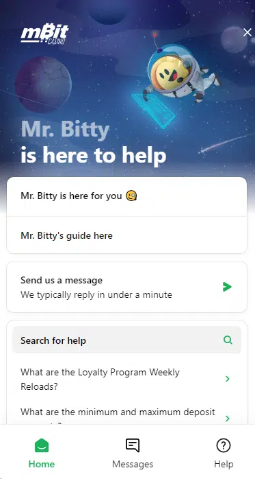 mBitcasino Live Chat mBitcasino Live Chat