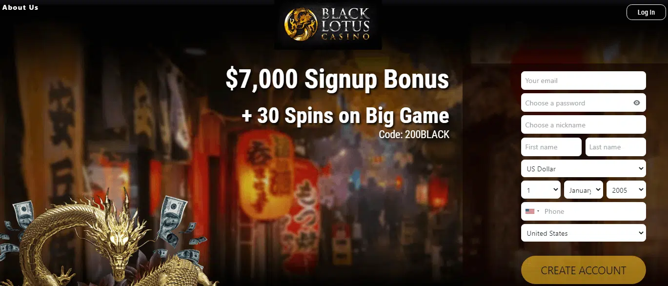 Black Lotus Casino User Interface Black Lotus Casino User Interface