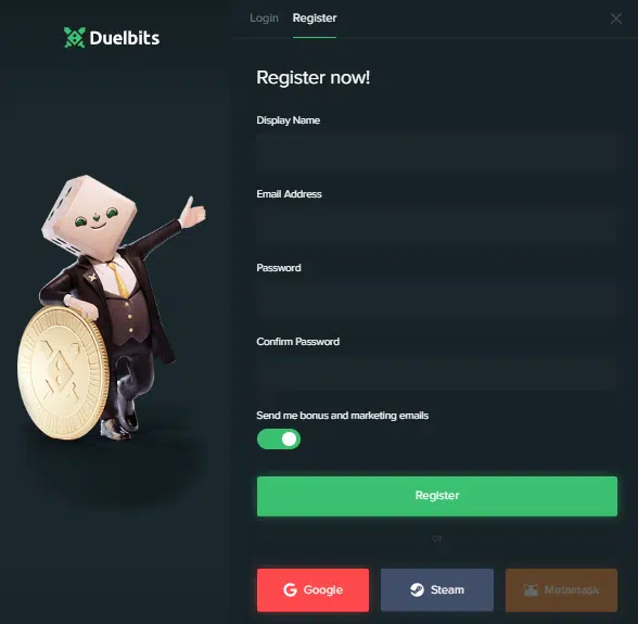 Duelbits Signup Process