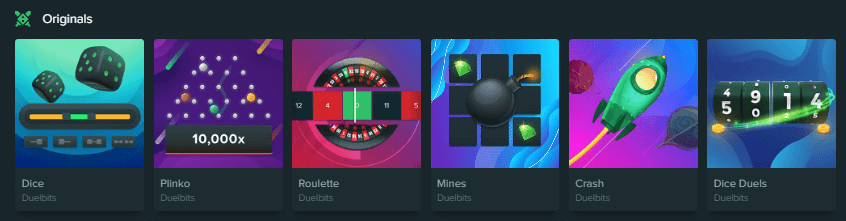 Games Offered By Duelbits