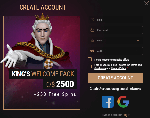 King Billy Review: King Billy Casino Registration Process