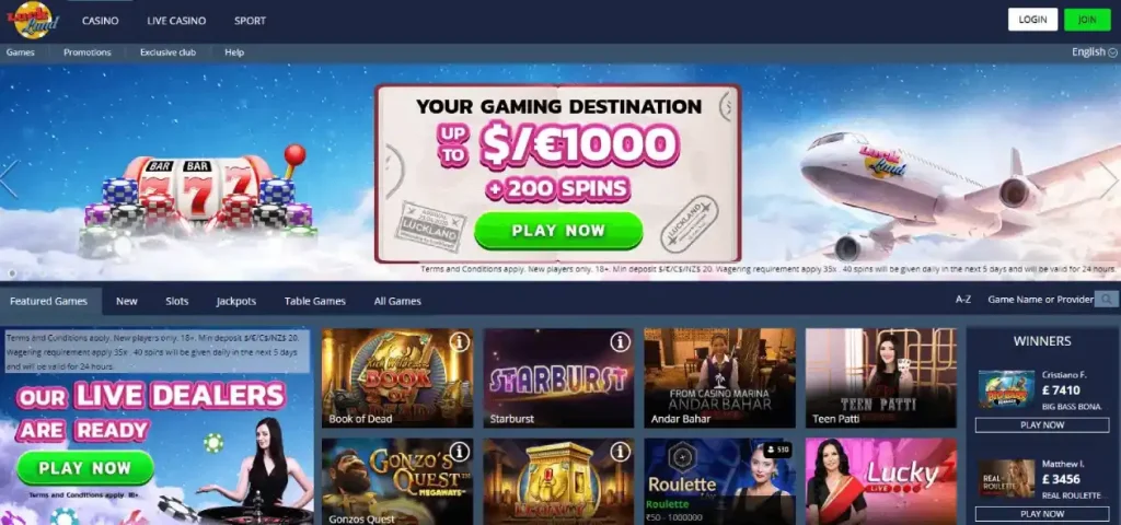 LuckLand Casino User Interface